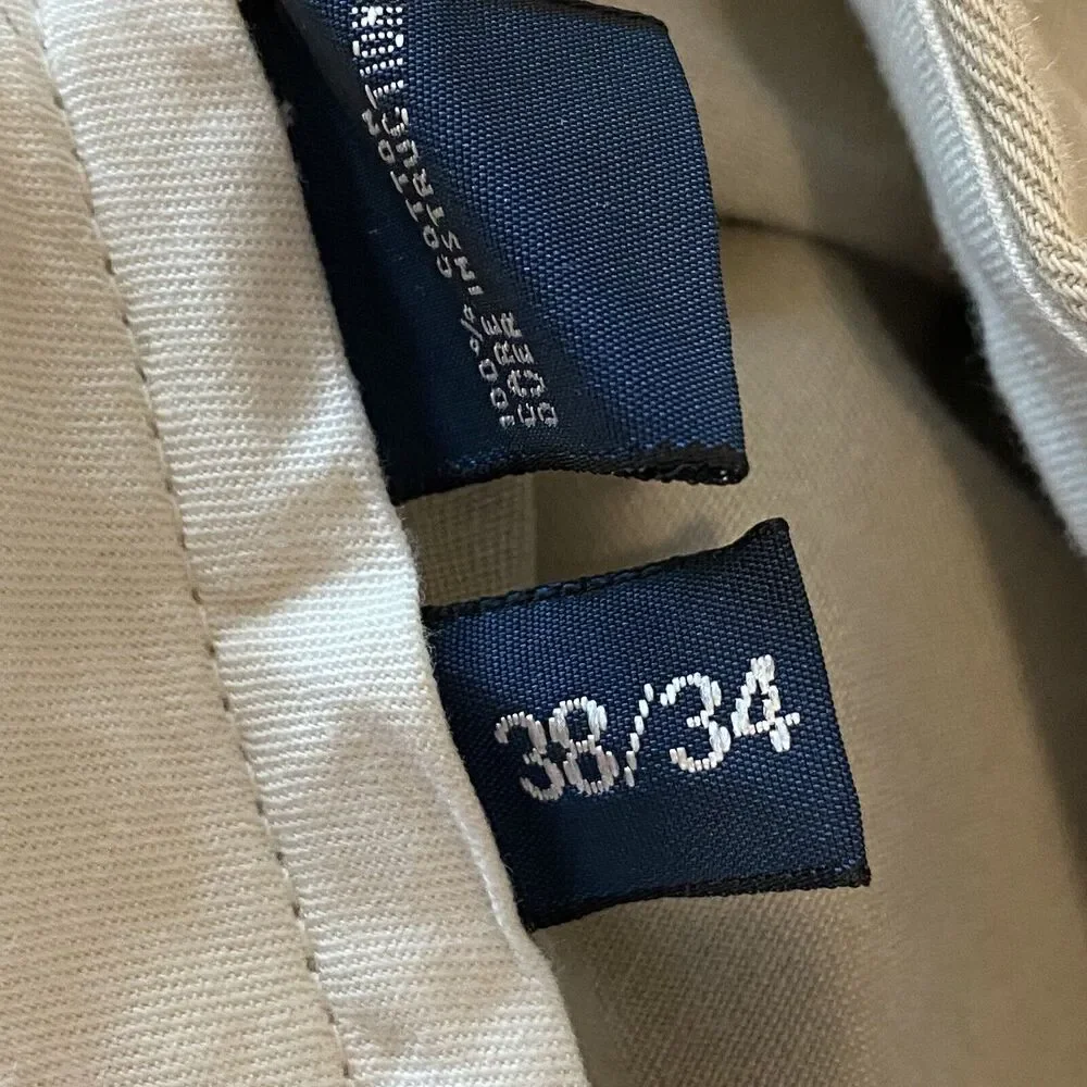 Polo Ralph Lauren Khaki Classic Chino Cotton Prospect Pants Men's Size 38 x 34
